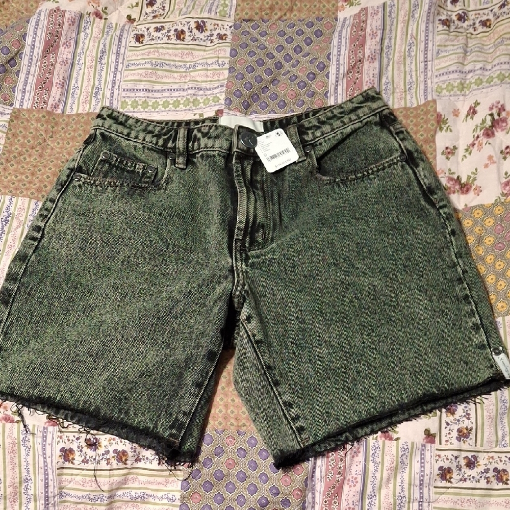 Free People Green Denim Shorts